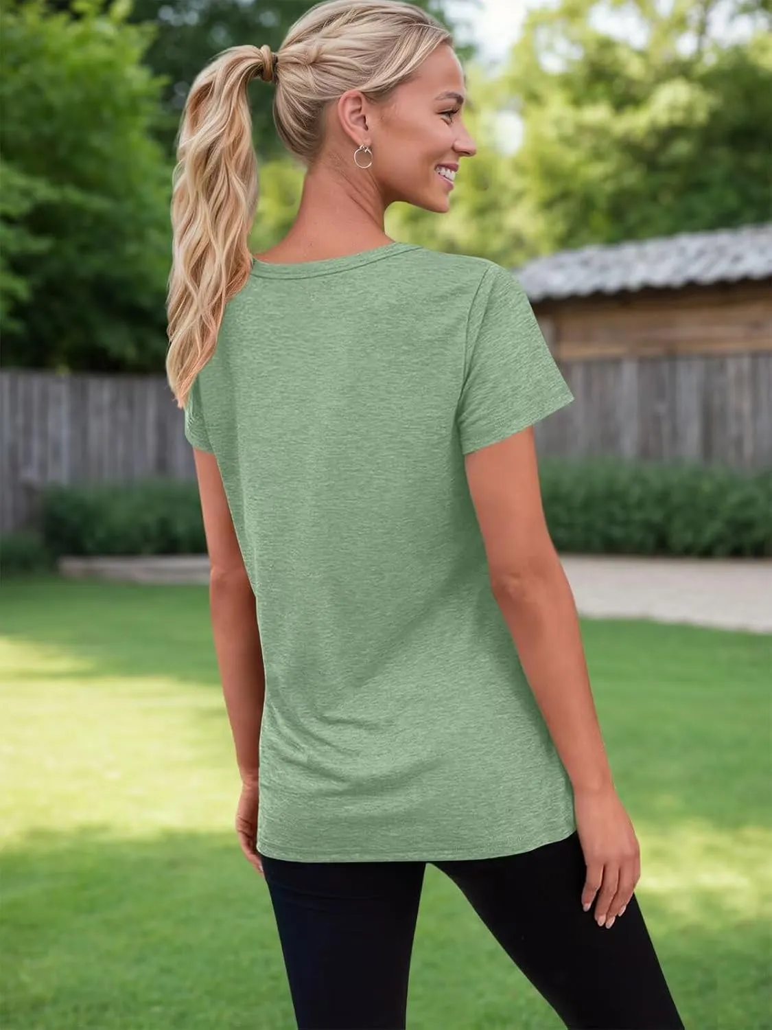 3 Pack Women's T Shirts Short Sleeve Basic Tees, 2025 Spring Summer Clothing V Neck Casual Tops Trendy Outfits