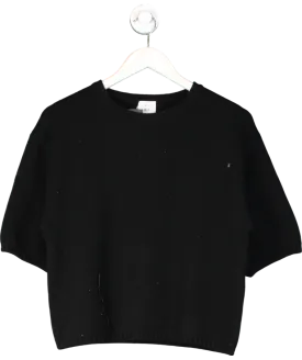 almada label Black Cashmere Blend Short Sleeve Knit Top UK S