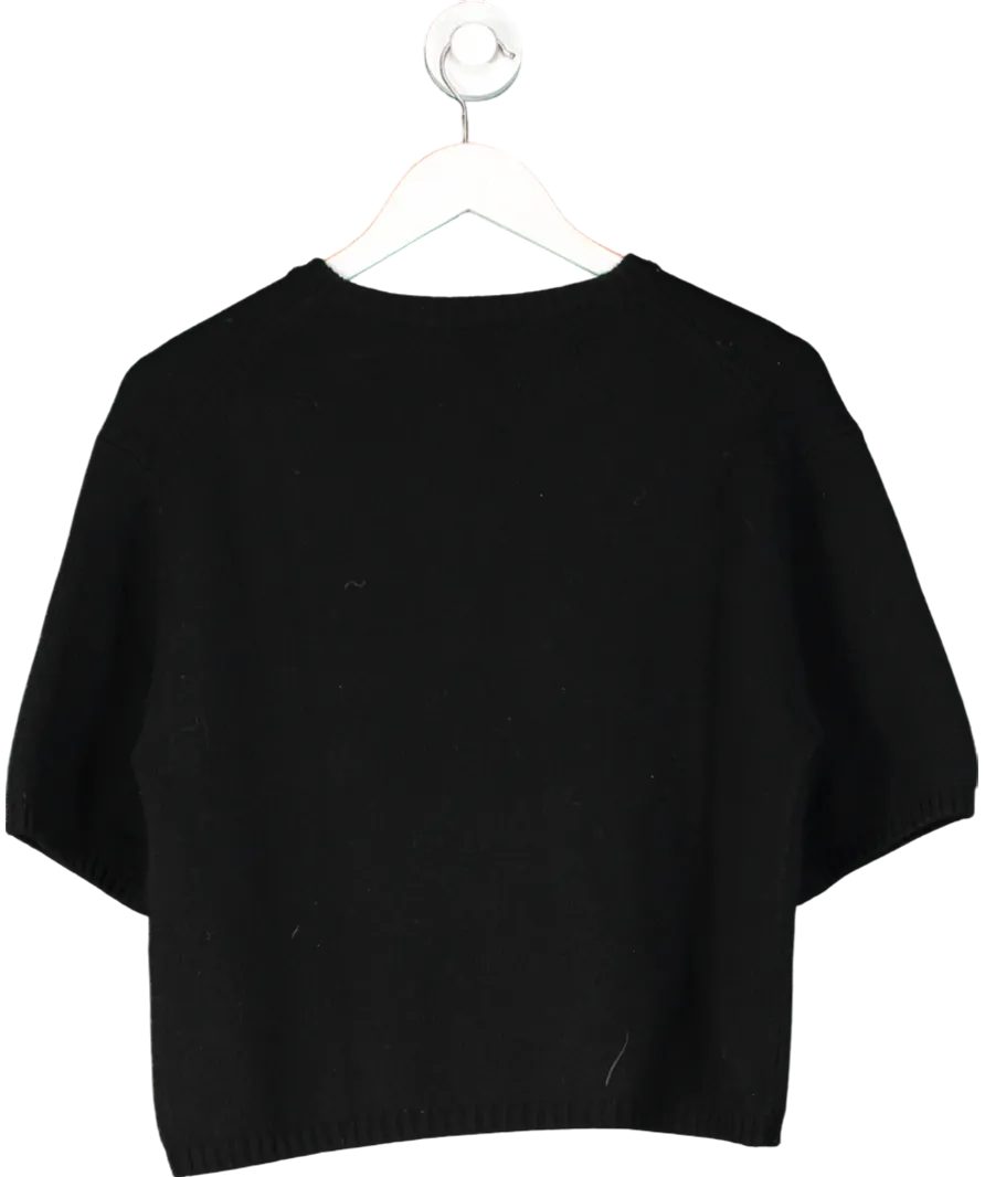 almada label Black Cashmere Blend Short Sleeve Knit Top UK S