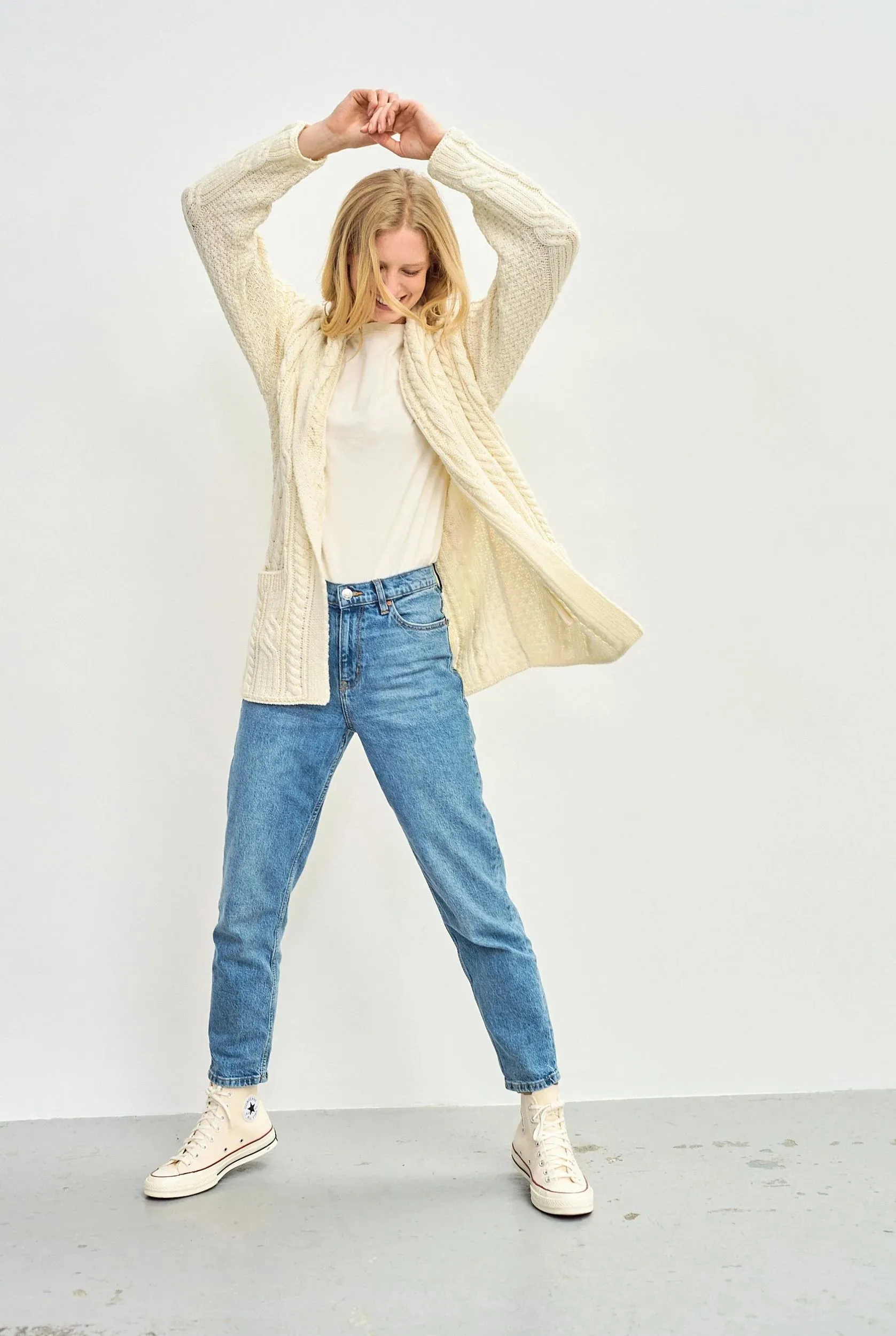 Aran - Belted Cardigan - Cream