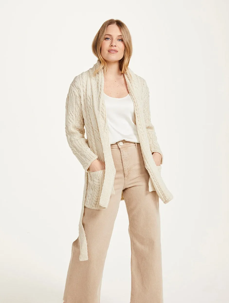 Aran - Belted Cardigan - Cream