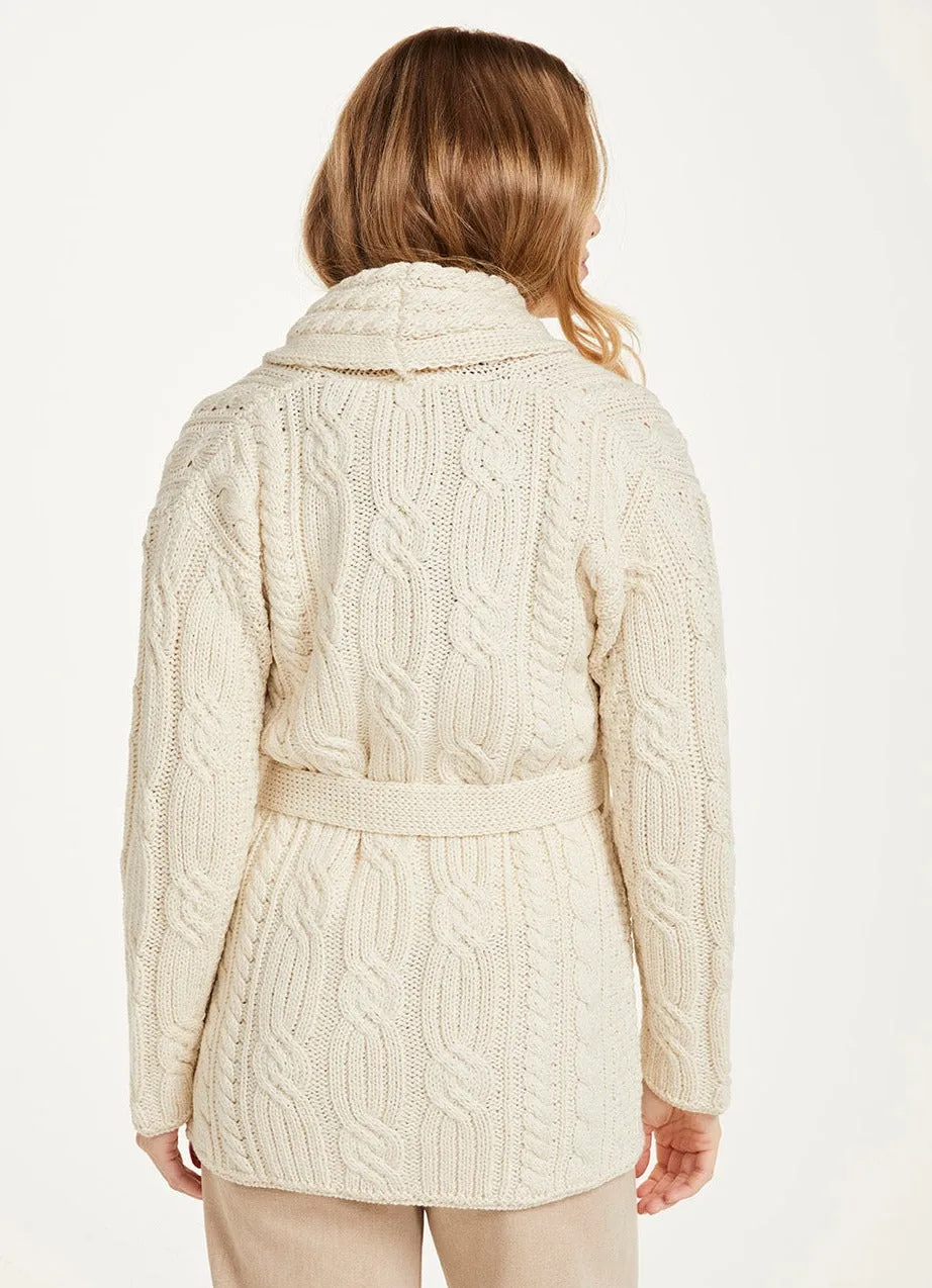 Aran - Belted Cardigan - Cream