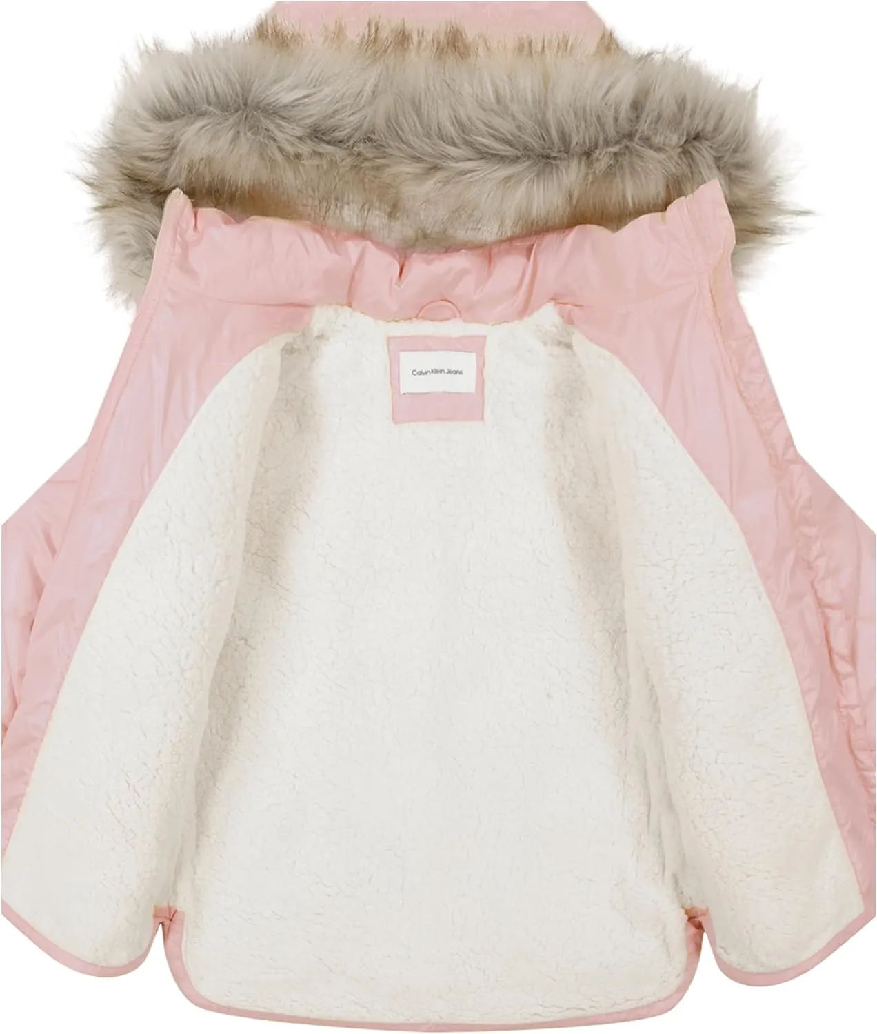 Calvin Klein Girls' Short Length Hooded Winter Diamond Quilt Puffer Jacket with Fleece Lining
