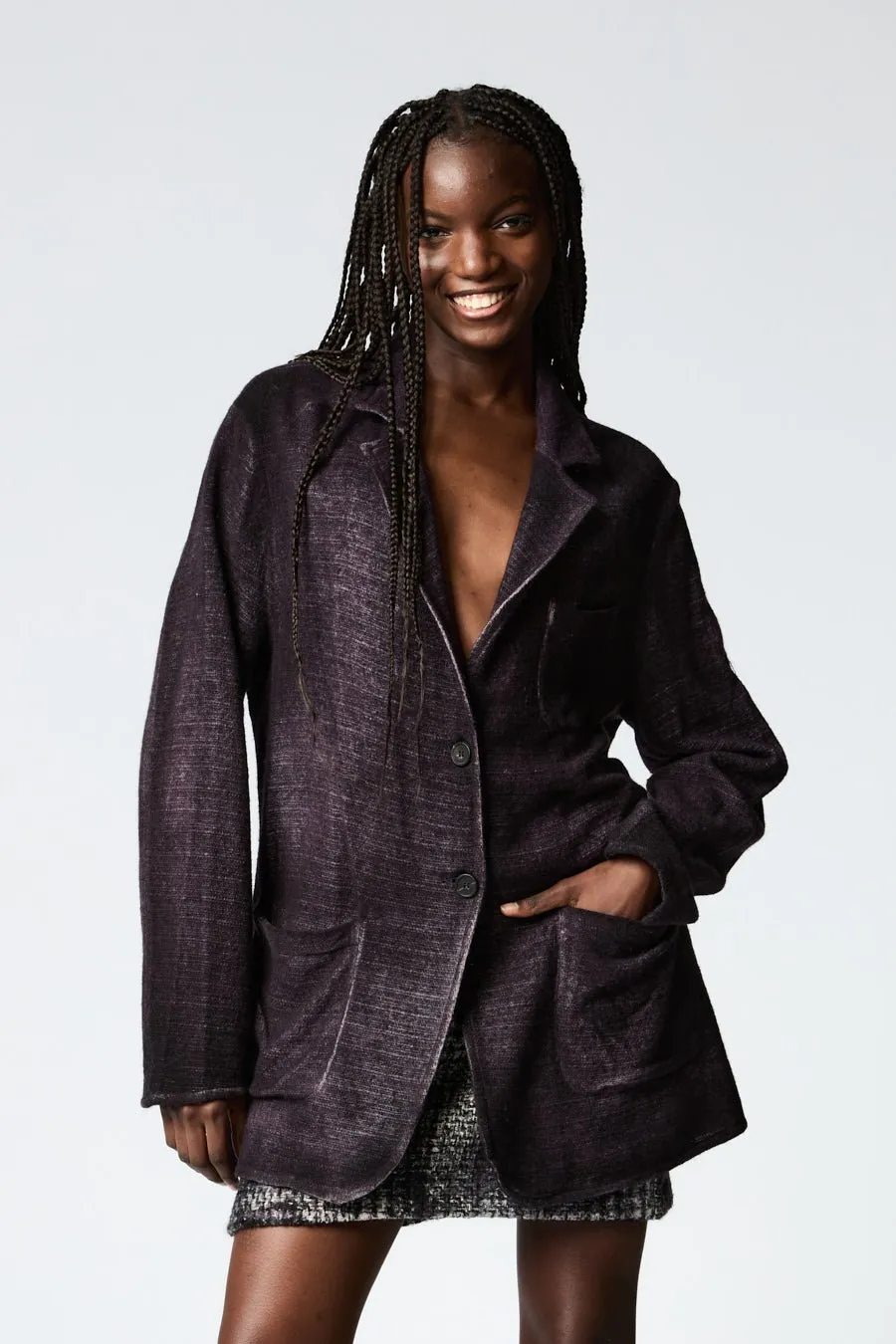 CASHMERE WOOL NET FABRIC REVER JACKET