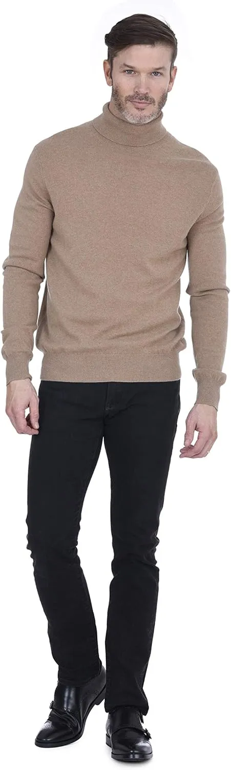 Cashmeren Men's Basic Turtleneck Sweater 100% Pure Cashmere Long Sleeve Roll Neck Pullover