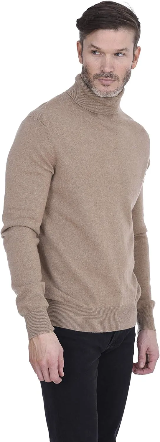 Cashmeren Men's Basic Turtleneck Sweater 100% Pure Cashmere Long Sleeve Roll Neck Pullover