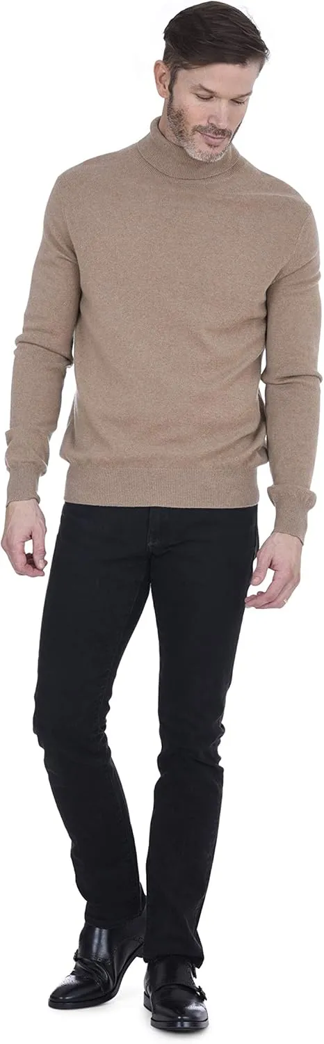 Cashmeren Men's Basic Turtleneck Sweater 100% Pure Cashmere Long Sleeve Roll Neck Pullover