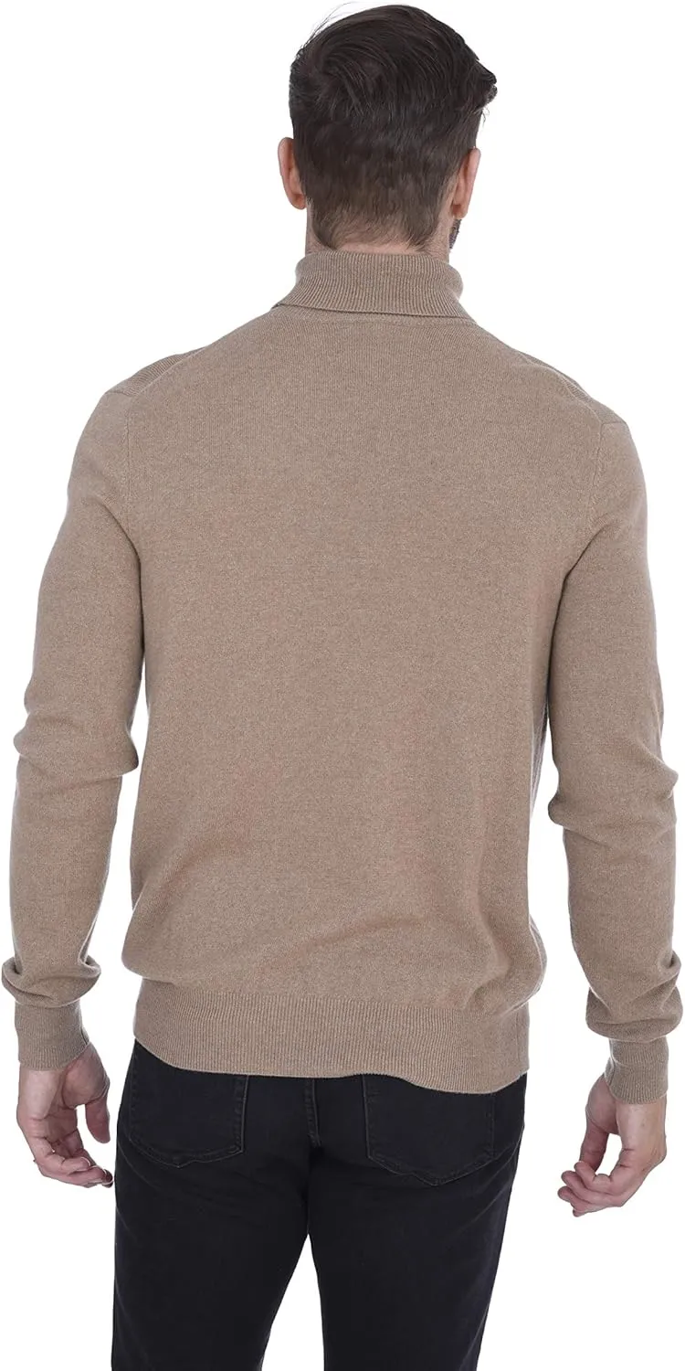 Cashmeren Men's Basic Turtleneck Sweater 100% Pure Cashmere Long Sleeve Roll Neck Pullover