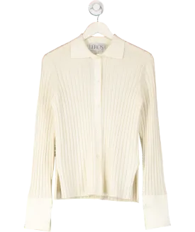 EROS Cream Cashmere Blend Button Through Ribbed Top UK M