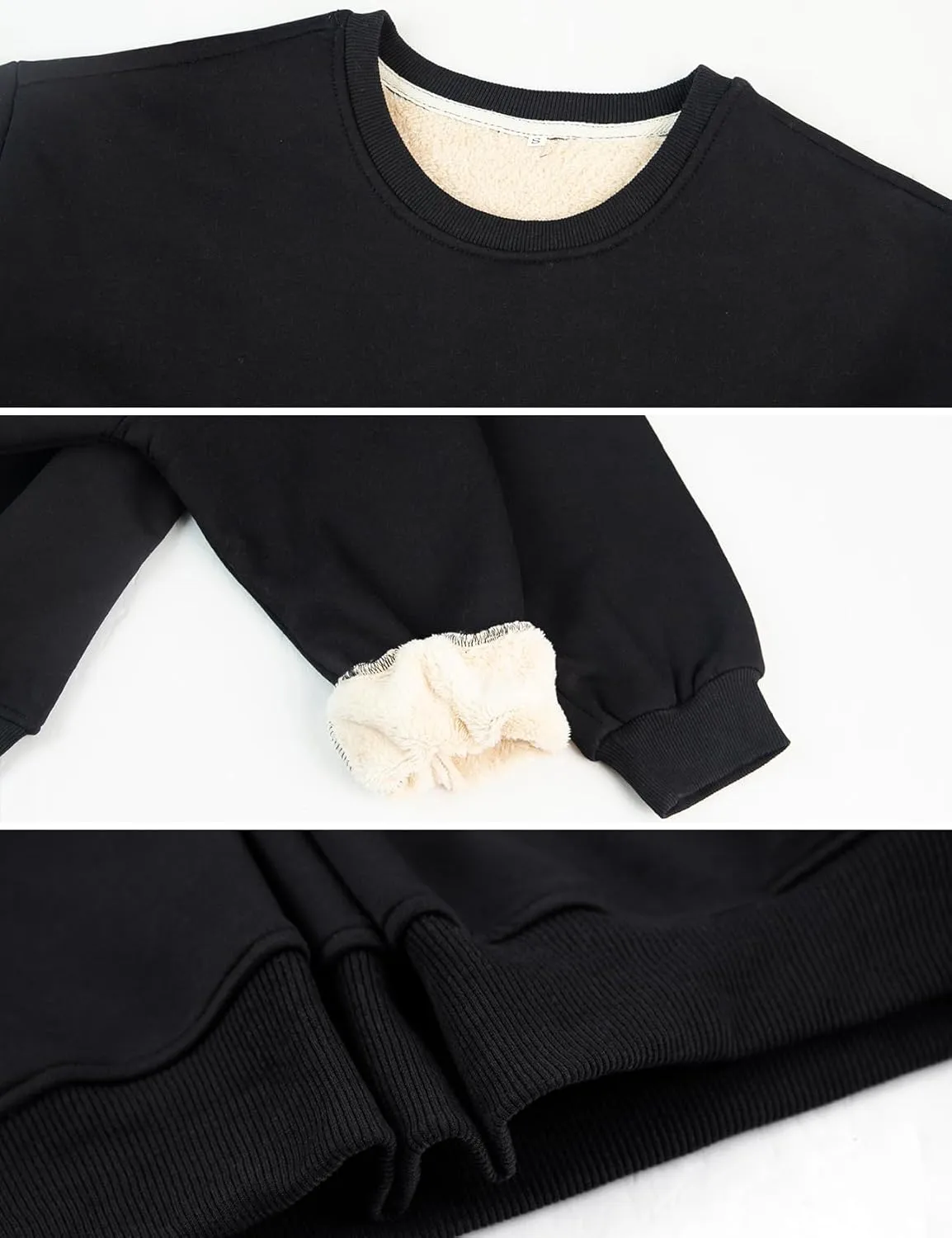 Gihuo Women's Winter Fleece Sherpa Lined Crewneck Pullover Sweatshirt