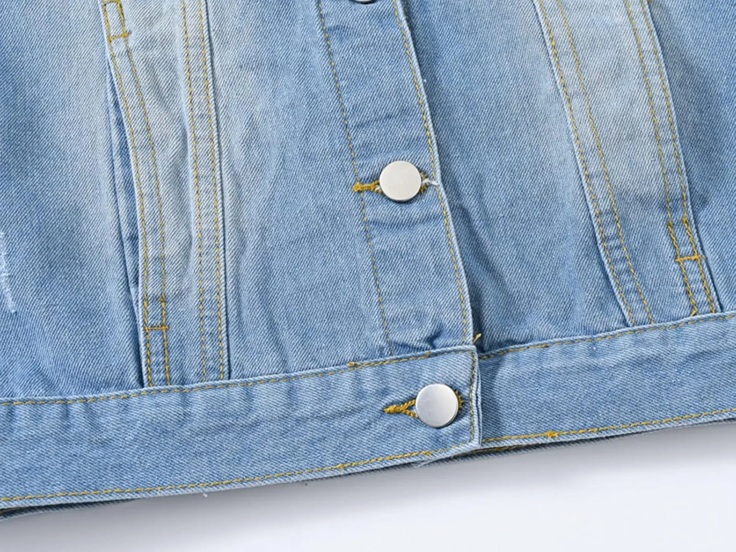 HALITOSS Women's Buttoned Washed Denim Jacket Sleeveless Crop Vest 6 Color