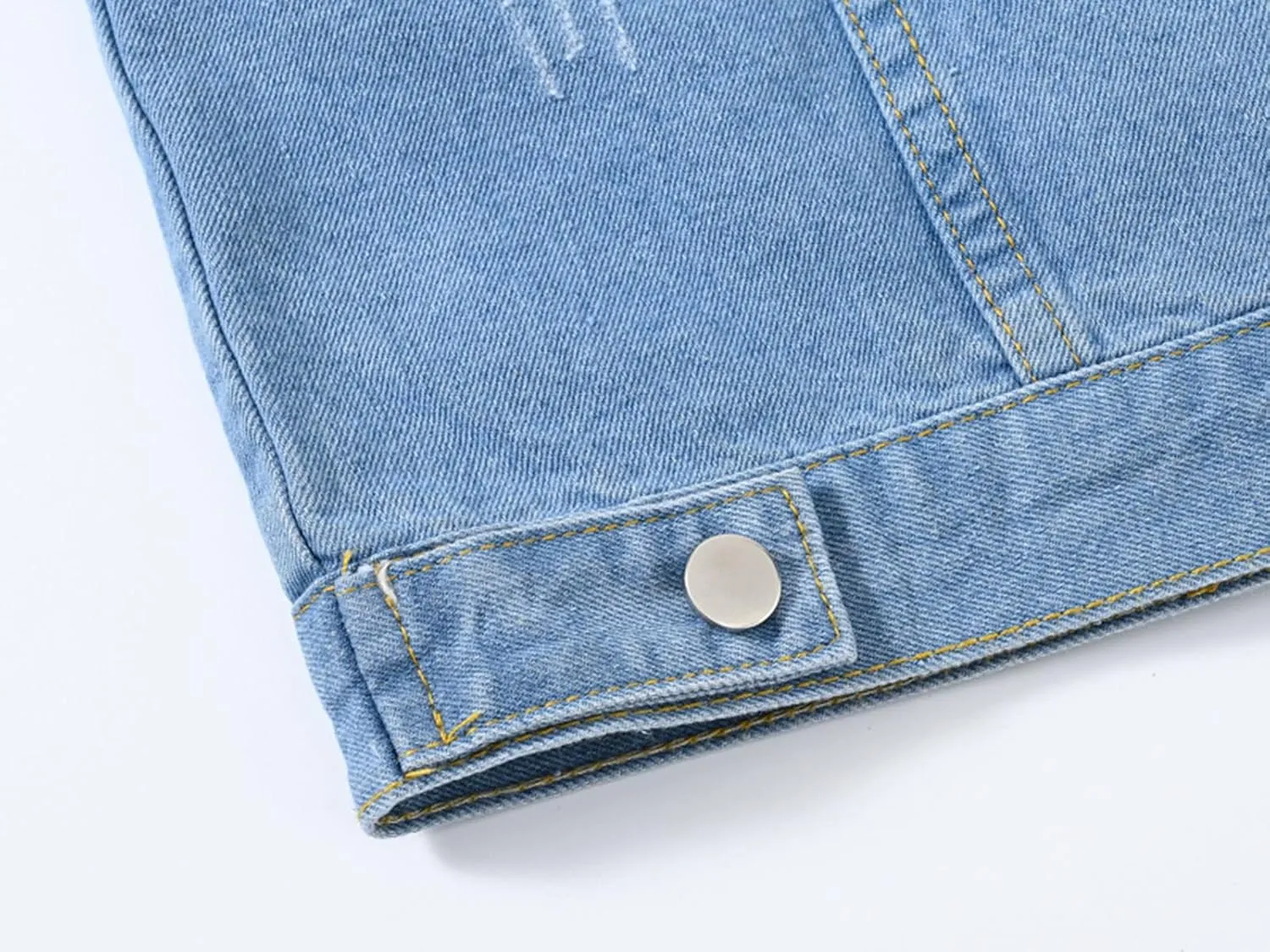 HALITOSS Women's Buttoned Washed Denim Jacket Sleeveless Crop Vest 6 Color