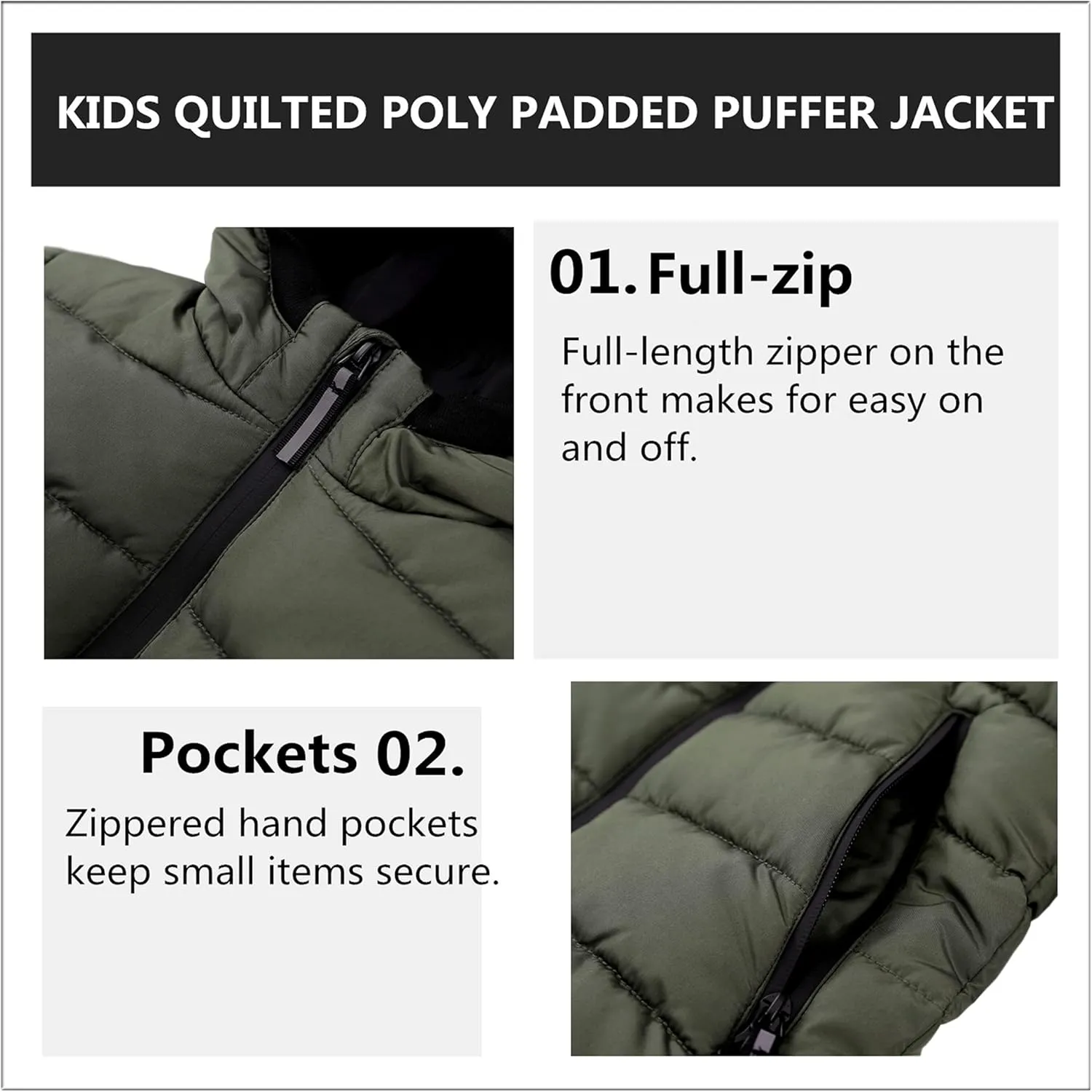 Hiheart Boys Girls Thick Padded Winter Coat Warm Hooded Jacket