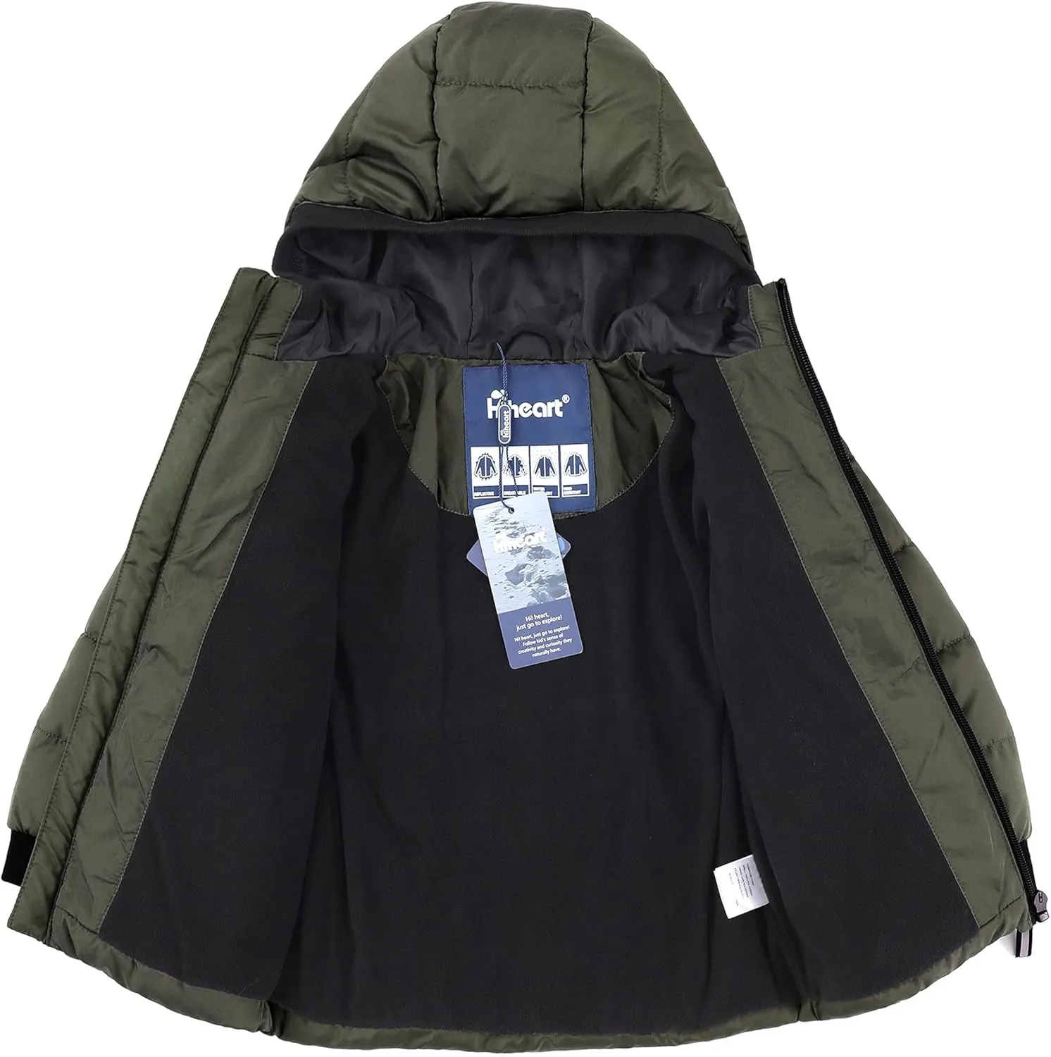 Hiheart Boys Girls Thick Padded Winter Coat Warm Hooded Jacket