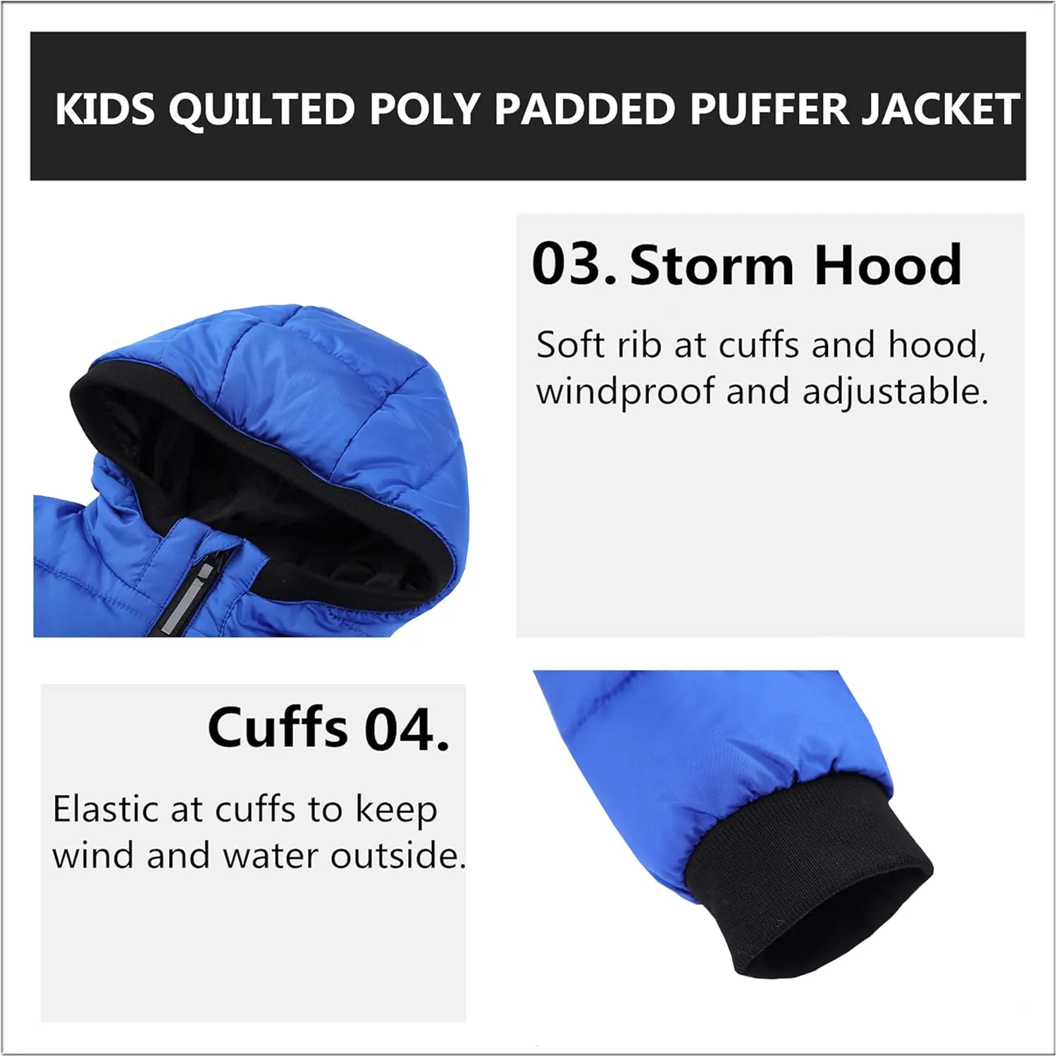 Hiheart Boys Girls Thick Padded Winter Coat Warm Hooded Jacket