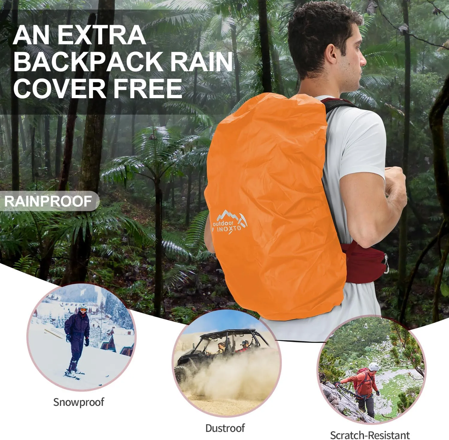 Hiking Backpack,35L Waterproof Hiking Daypack with 3L Water Bladder and Rain Cover, Lightweight Travel Camping Backpack for Men Women (Red)