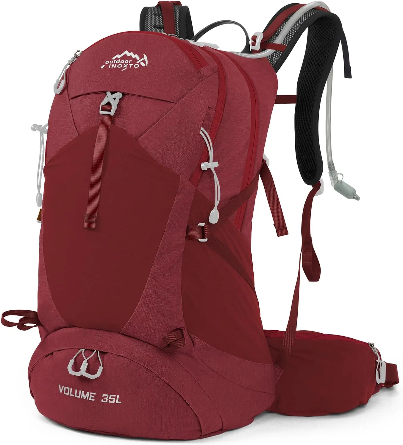 Hiking Backpack,35L Waterproof Hiking Daypack with 3L Water Bladder and Rain Cover, Lightweight Travel Camping Backpack for Men Women (Red)
