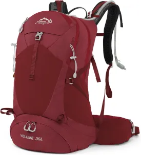 Hiking Backpack,35L Waterproof Hiking Daypack with 3L Water Bladder and Rain Cover, Lightweight Travel Camping Backpack for Men Women (Red)