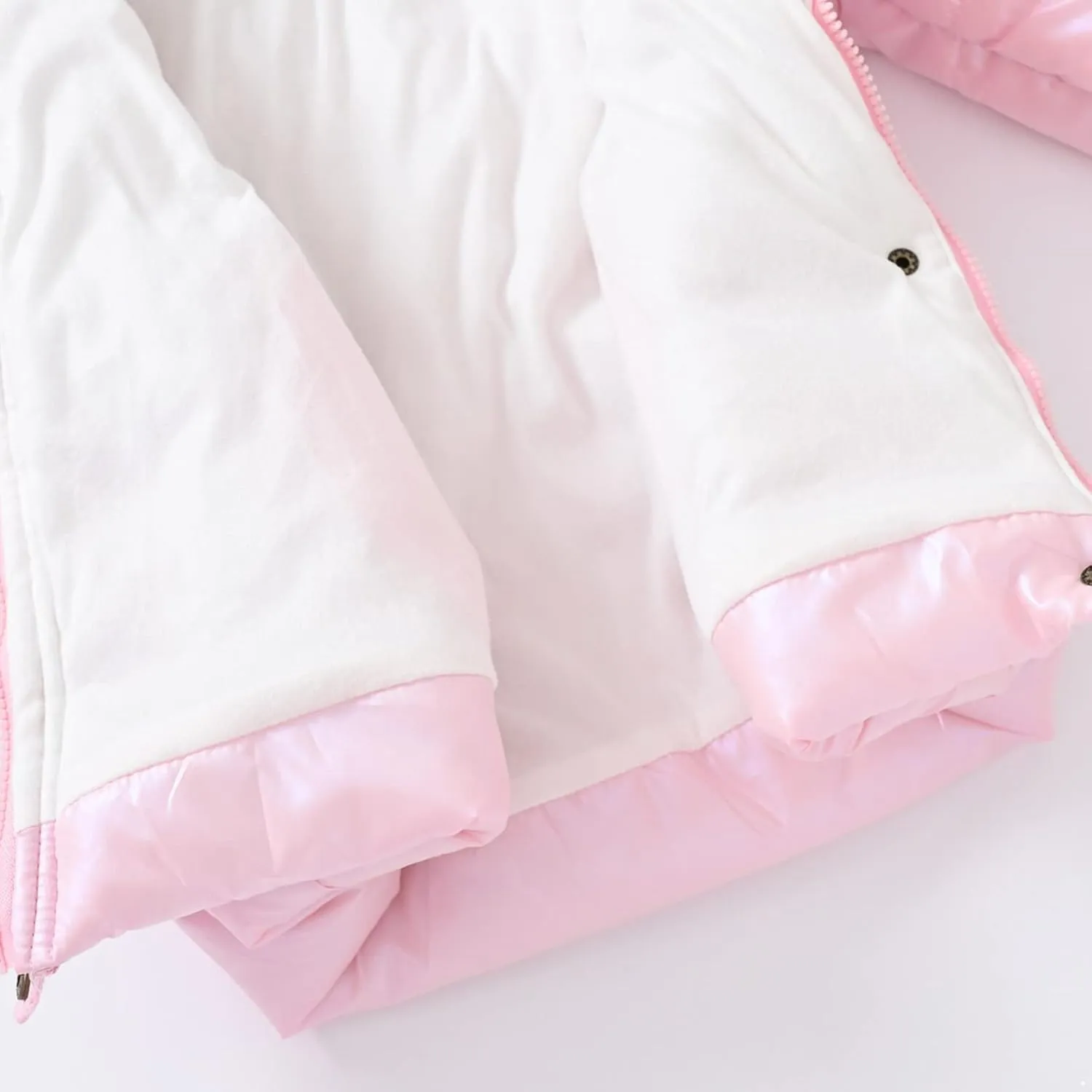 Kids Girls Medium Long Puffer Jacket Metallic Glitter Long Sleeve Winter Coat with Faux Fur Hooded