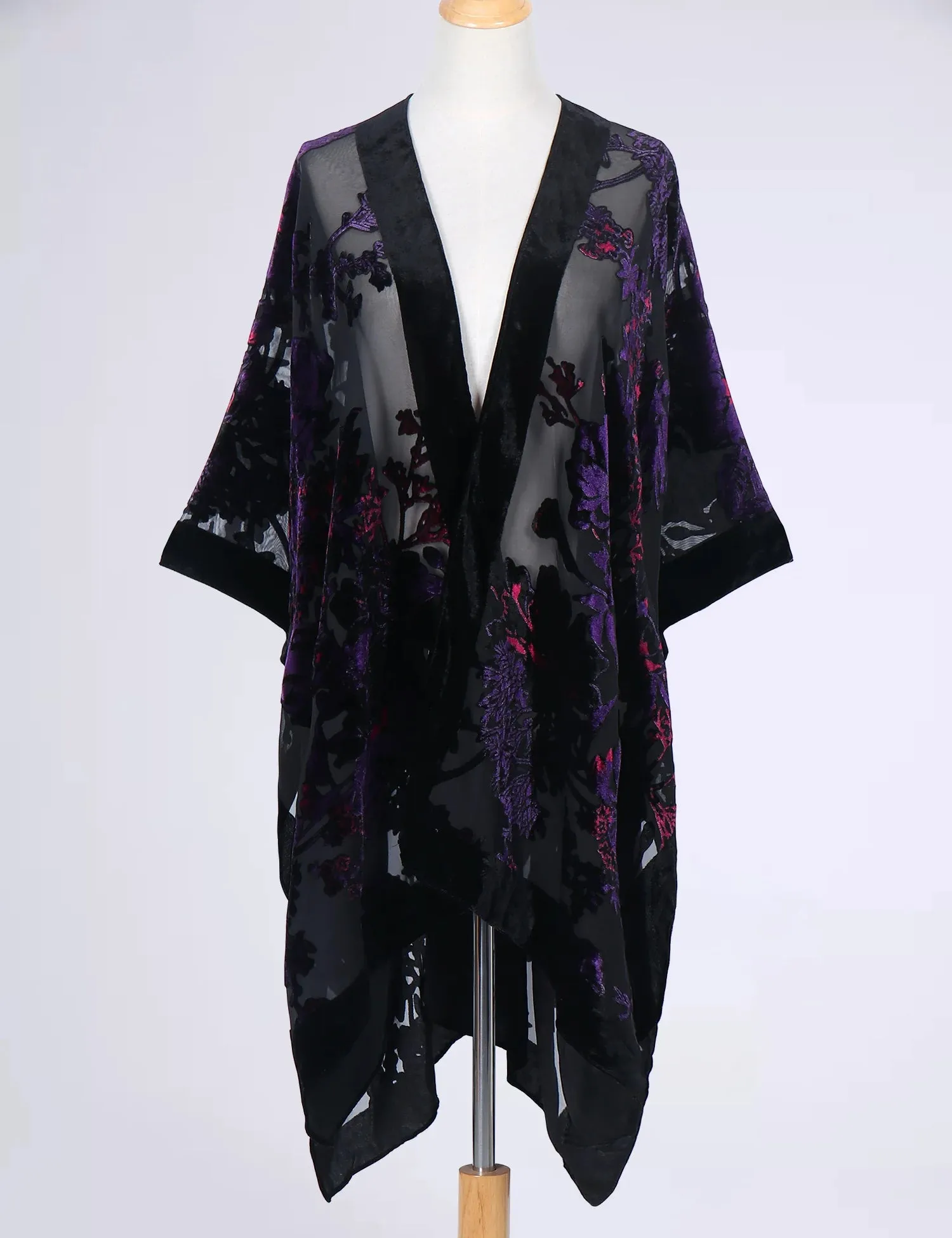 Lida- the 1920s Inspired Burnout Velvet Fringed Kimono 36 Colors and Styles