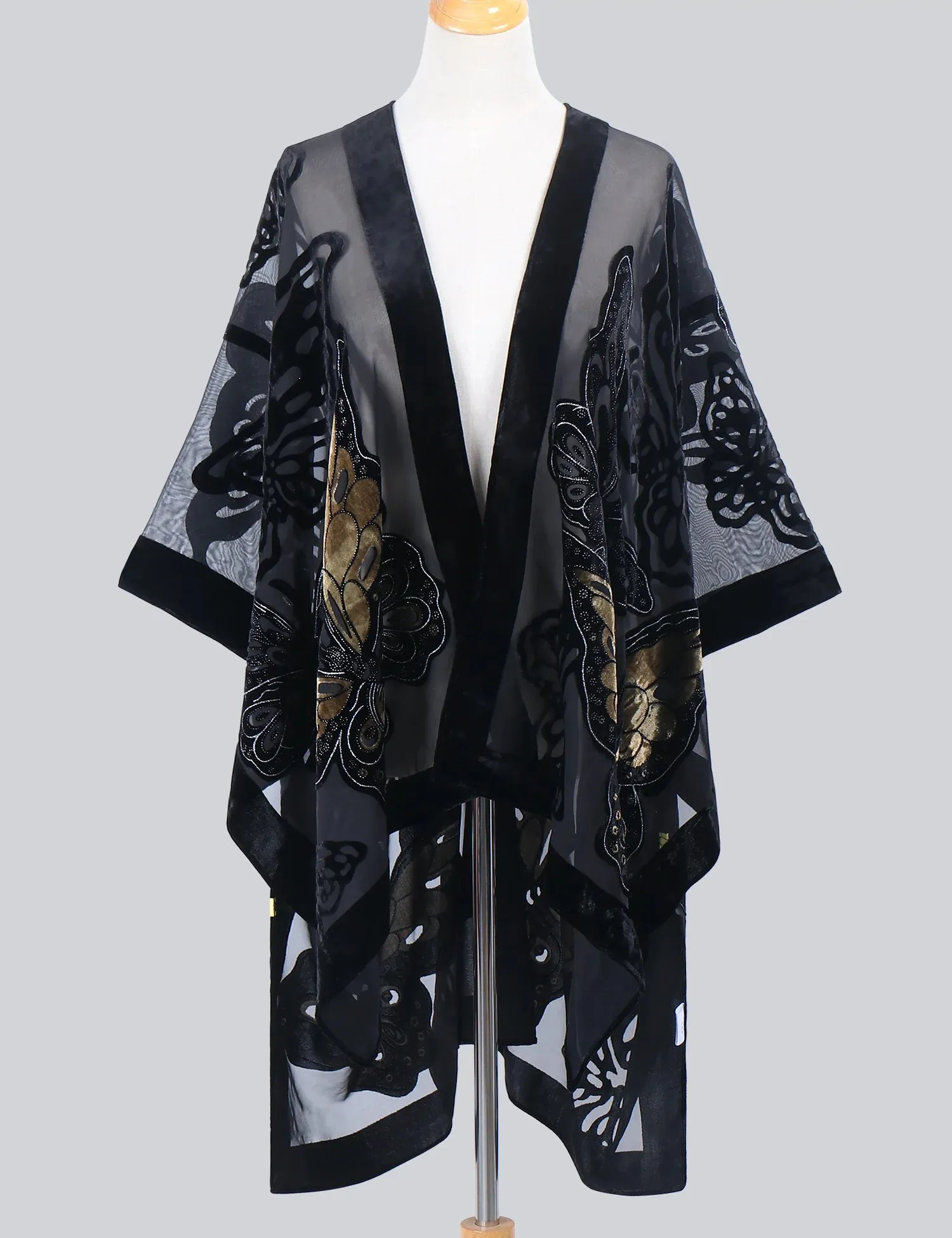 Lida- the 1920s Inspired Burnout Velvet Fringed Kimono 36 Colors and Styles