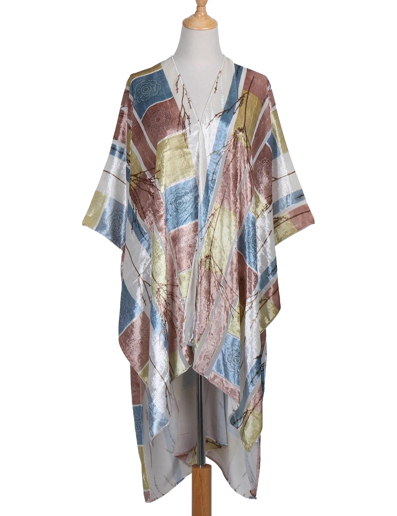 Lida- the 1920s Inspired Burnout Velvet Fringed Kimono 36 Colors and Styles