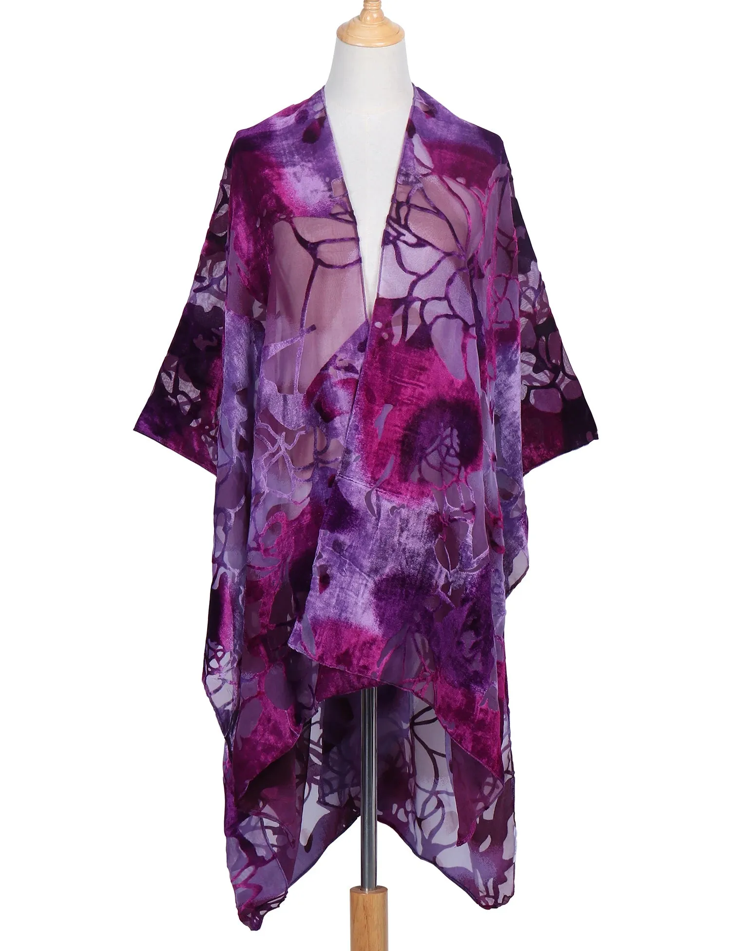 Lida- the 1920s Inspired Burnout Velvet Fringed Kimono 36 Colors and Styles