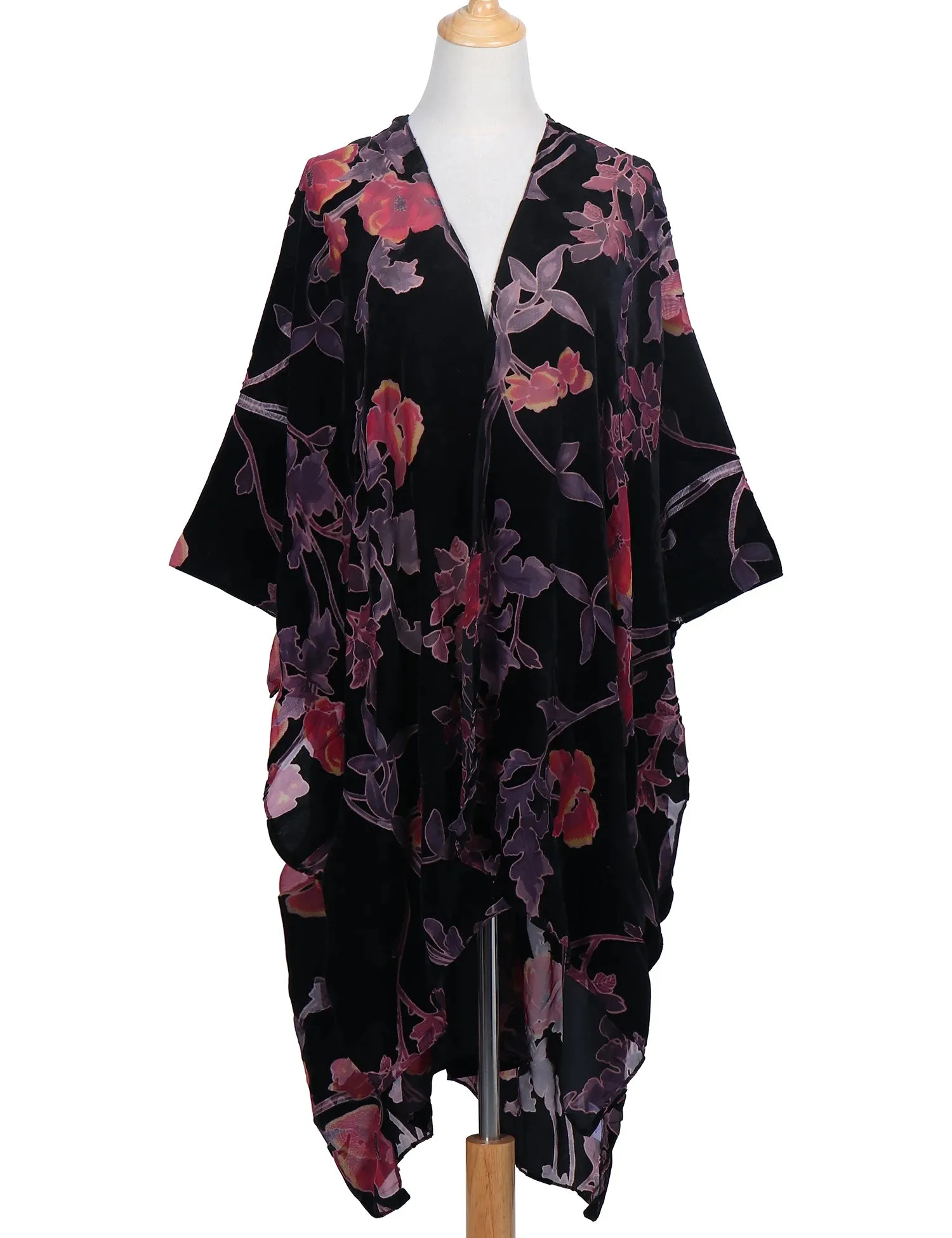 Lida- the 1920s Inspired Burnout Velvet Fringed Kimono 36 Colors and Styles