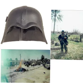 Original Iraqi Fedayeen Helmet with Liner and Chinstrap - Operation Iraqi Freedom US Marine Bring Back With Photos of Marine