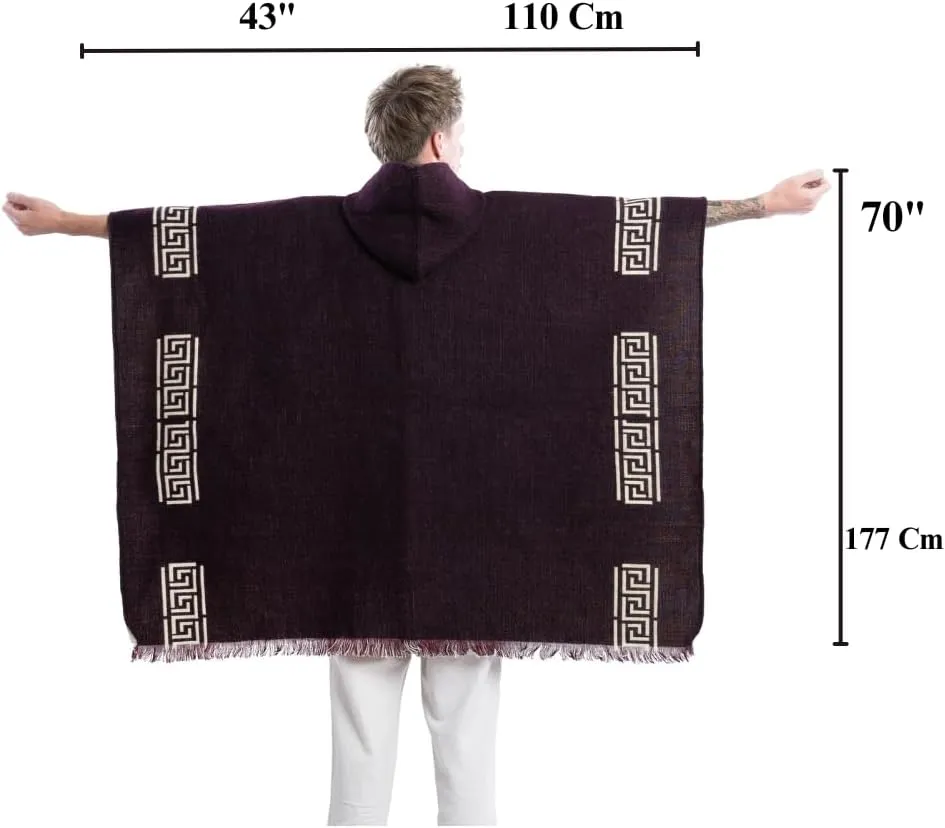 QISU Alpaca Wool Poncho, Handmade in Ecuador, Thick, Warm and Alpaca Wool Poncho, Lightweight and Soft