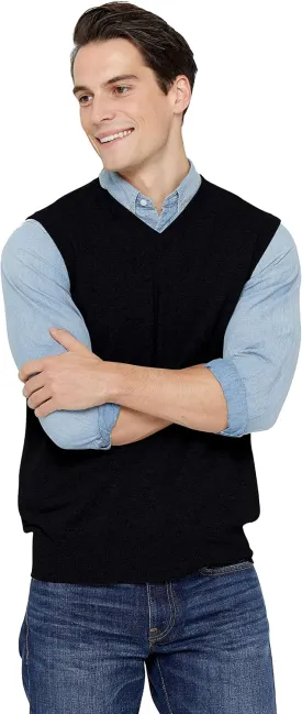 State Cashmere Mens Classic Sleeveless Sweater Vest 100% Pure Cashmere V-Neck Style Pullover