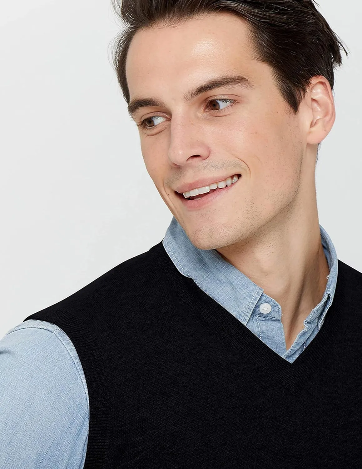 State Cashmere Mens Classic Sleeveless Sweater Vest 100% Pure Cashmere V-Neck Style Pullover