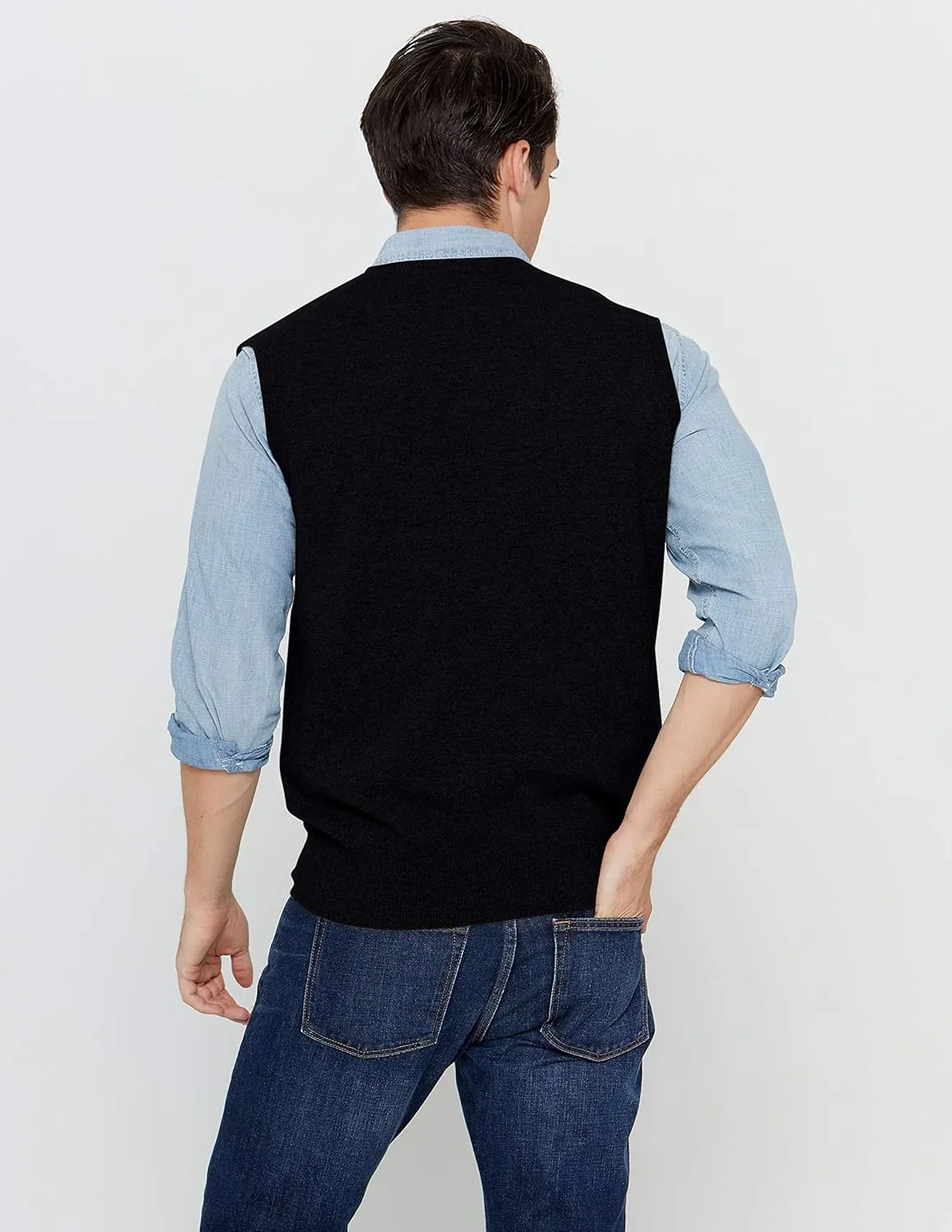 State Cashmere Mens Classic Sleeveless Sweater Vest 100% Pure Cashmere V-Neck Style Pullover