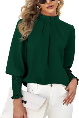 Teurkia Womens Long Sleeve Blouses Office Loose Fit Trendy Casual Work Shirt Tops