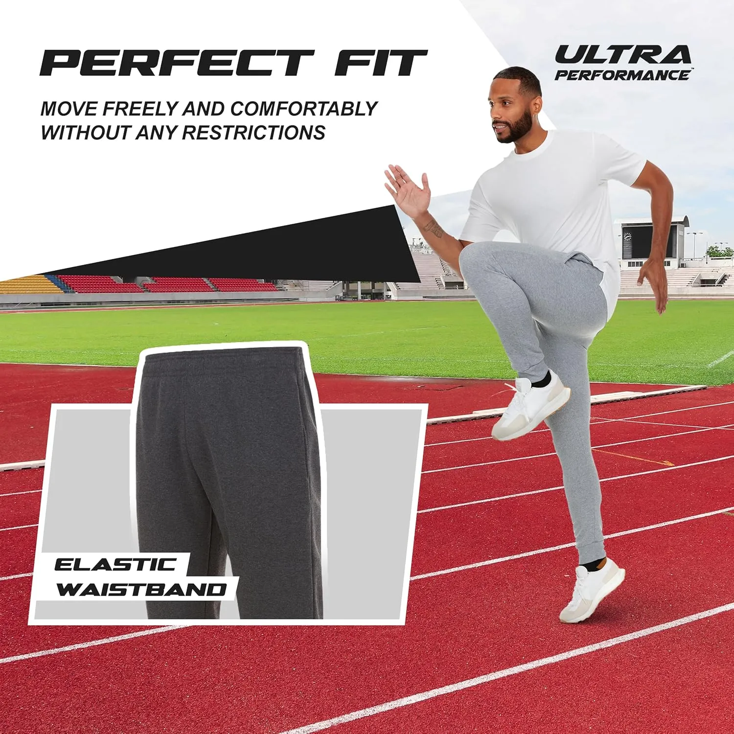 Ultra Performance 3 Pack Mens Joggers Mens Athletic Sweatpants with Pockets for Men, Small - 3X