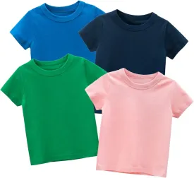 Unisex Kids Baby Boys Short Sleeve Crewneck T-Shirts Top Toddler Value Pack Organic Cotton Summer Tee