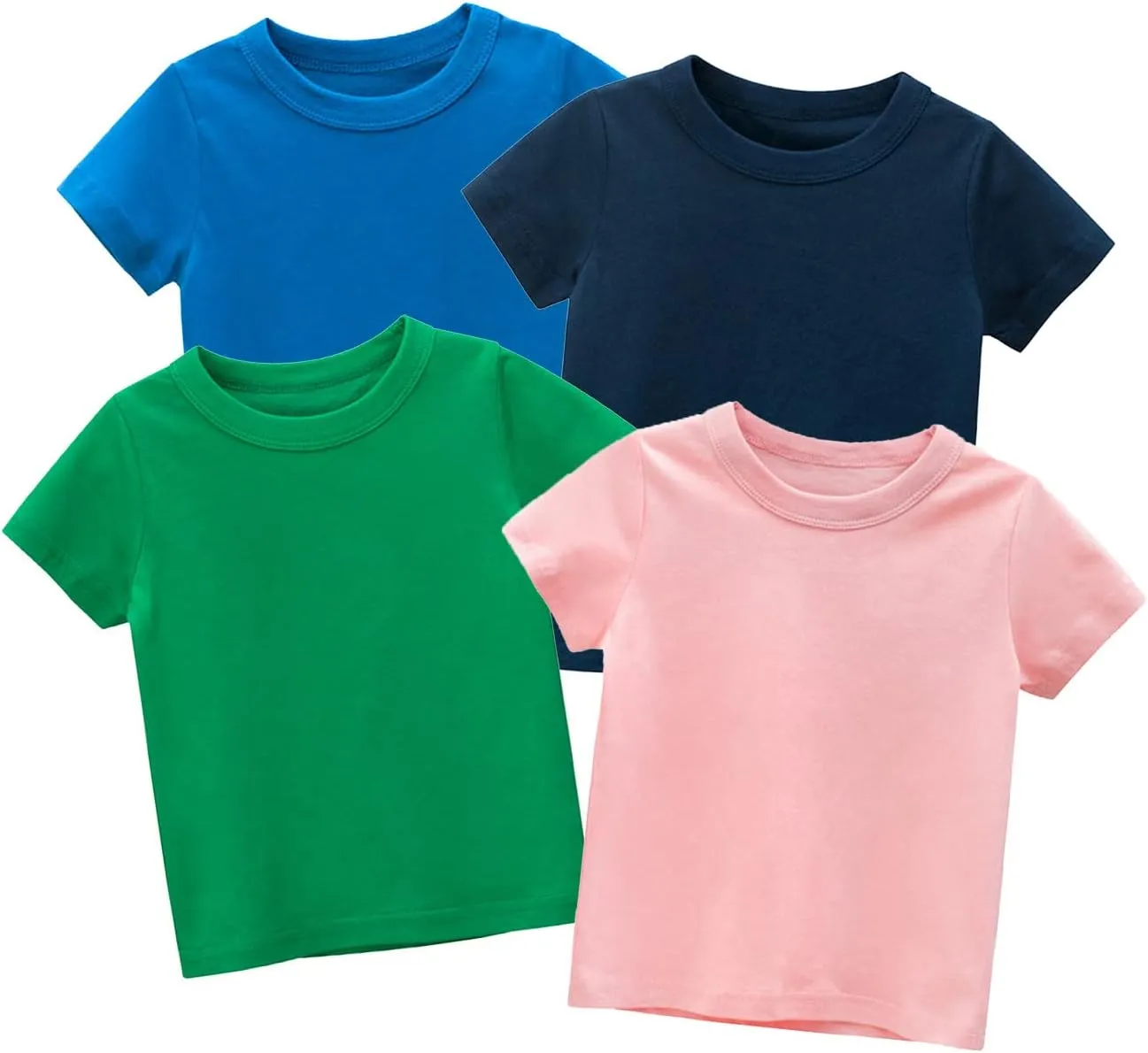 Unisex Kids Baby Boys Short Sleeve Crewneck T-Shirts Top Toddler Value Pack Organic Cotton Summer Tee