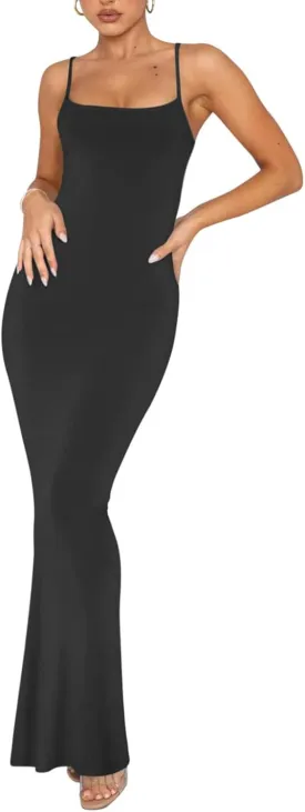 Womens Dresses Sexy Lounge Slip Long Dress Bodycon Spaghetti Strap Sleeveless Maxi Dresses Elegant Dressy Dress 2025