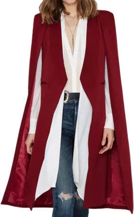 Women's Oversize Open Front Shawl Lapel Outfit Suit Capes 2XXL Notched Angle Sleeve Tunic Cloak Blazers with Pockets
