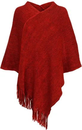 Womens Poncho Sweater V Neck Knitted Pullover Shawls Wraps Capes with Fringes Gifts for Women Mom